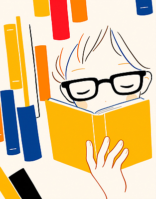 JPG 캐릭터 손 문화 안경 어린이 컬러 백그라운드 일러스트 그래픽 책 학습 독서 노란색 교양 도서관 집중 뷰티풀 순간 국내일러스트 AI일러스트 AI콘텐츠 잡화 교육 컨셉 사람 신체부위 파일형식