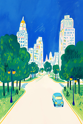 JPG 주간 나무 도로 이동 일러스트 자연 거리 아파트 풍경 초록색 여름 태양 평화 고층빌딩 도시 차 주차 국내일러스트 AI일러스트 AI콘텐츠 자연요소 식물 계절 길 음료 컬러 컨셉 교통시설 주택 빌딩 생태계 파일형식