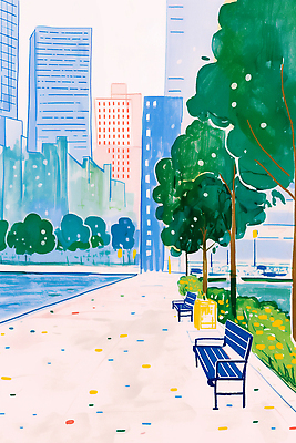 JPG 나무 공원 꽃 여유 벤치 일러스트 자연 앉기 풍경 일상 초록색 여름 햇빛 걷기 산책로 도시 도심 풍경화 국내일러스트 AI일러스트 AI콘텐츠 식물 계절 공공시설 감정 길 컬러 의자 모션 라이프 태양 그림 생태계 파일형식