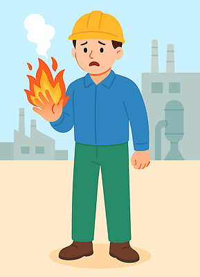 손 생각 일러스트 공장 불 노동자 굴뚝 경고 안전 환경 놀람 긴급 작업 연기 수증기 위험 예방 응급치료 국내일러스트 AI파일 자연요소 직업 감정 컨셉 공업 표정 신체부위 치료 파일형식 벡터