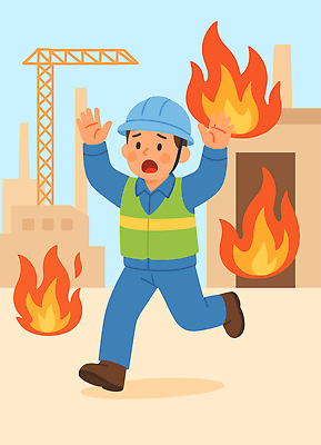 건축 산업 생각 일러스트 불 불꽃 노동자 공사 경고 안전 피해 긴급 구출 위험 구급차 소방 탈출 화재 응급상황 국내일러스트 AI파일 자연요소 직업 컨셉 자동차 건설업 응급 도움 사건 파일형식 벡터