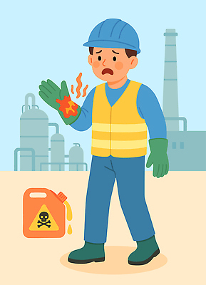 손 산업 생각 일러스트 공장 경고 안전 표어 상처 보호장비 위험 예방 다침 응급상황 응급치료 작업자 화학물질 국내일러스트 AI파일 컨셉 공업 신체부위 치료 장비 응급 화학 파일형식 벡터