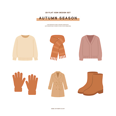 디자인 옷 계절 패션 장갑 일러스트 부츠 따뜻함 스카프 가을 트렌치코트 스웨터 평면 스타일 국내일러스트 AI파일 잡화 신발 상의 목도리 코트 파일형식 벡터