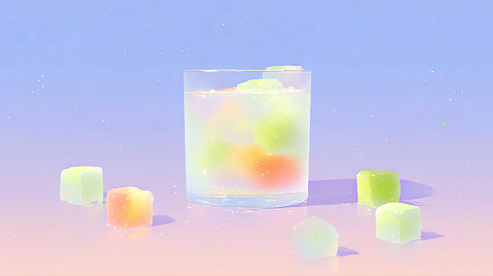 JPG 음료 컬러 백그라운드 일러스트 디저트 장식 물 여름 귀여움 얼음 달콤 시원함 큐브 즐거움 상쾌 젤리 파스텔 국내일러스트 AI일러스트 AI콘텐츠 자연요소 계절 감정 음식 컨셉 학용품 맛 파일형식