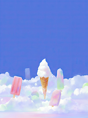 JPG 구름 분홍색 컬러 일러스트 자연 하늘 아이스크림 디저트 풍경 일상 여름 파란색 달콤 맛 시원함 즐거움 조화 소프트아이스크림 솜사탕 얼음과자 국내일러스트 AI일러스트 AI콘텐츠 자연요소 계절 감정 음식 컨셉 라이프 과자 생태계 파일형식