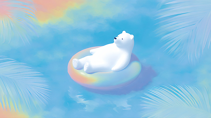 JPG 캐릭터 일러스트 곰 자연 물놀이 휴식 풍경 여름 반짝임 수영 선탠 편안함 즐거움 장면 부드러움 파스텔 국내일러스트 AI일러스트 AI콘텐츠 동물 계절 감정 컨셉 포유류 모션 놀이 학용품 수상스포츠 감각 생태계 파일형식