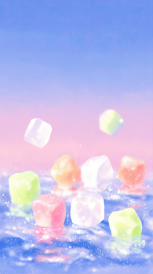 JPG 감정 여유 물결 분홍색 컬러 조각 과일 일러스트 자연 하늘 풍경 물 여름 반짝임 얼음 신선 수면 시원함 즐거움 그림 국내일러스트 AI일러스트 AI콘텐츠 자연요소 계절 모션 생태계 파일형식