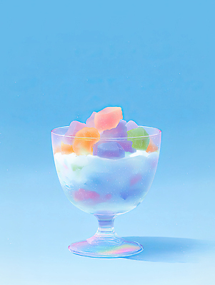 JPG 컬러 과일 일러스트 디저트 잔 여름 햇빛 투명 달콤 시원함 크림 즐거움 힐링 상큼 젤리 조화 맛있는 국내일러스트 AI일러스트 AI콘텐츠 식기 계절 감정 음식 태양 맛 파일형식