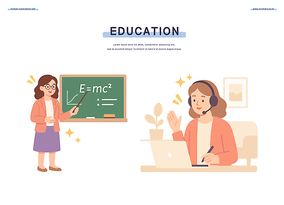 학생 교육 일러스트 교실 수업 교재 기술 설명 학습 컴퓨터 교사 자료 칠판 교양 소통 온라인강의 이론 언택트 상호작용 국내일러스트 AI파일 직업 컨셉 학교 모션 전자제품 강의 파일형식 벡터