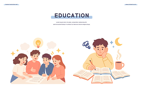 학생 교육 커피 일러스트 모션 협력 아이디어 책 친구 학습 독서 모임 교양 토론 집중 상담 노력 창의성 국내일러스트 AI파일 음료 컨셉 관계 파일형식 벡터