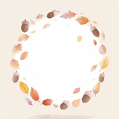 JPG 디자인 계절 예술 컬러 백그라운드 단풍 일러스트 자연 나뭇잎 풍경 물감 공백 가을 원형 테두리 부드러움 도토리 감성 뷰티풀 색감 국내일러스트 AI일러스트 AI콘텐츠 도형 컨셉 잎 미술도구 견과류 감각 생태계 파일형식