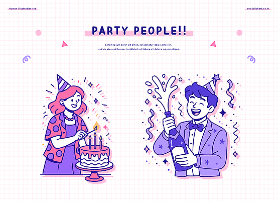 기념일 행복 음악 분홍색 컬러 일러스트 촛불 웃음 여러명 장식 친구 파티 케이크 보라색 축제 기쁨 축하 생일 샴페인 국내일러스트 AI파일 감정 다수 컨셉 초 관계 문화예술 디저트 주류 표정 사람 이벤트 파일형식 벡터