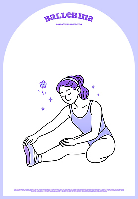 캐릭터 여자 꽃 예술 포즈 일러스트 수업 웃음 여름 반짝임 운동 보라색 헬스 스트레칭 춤 우아함 집중 발레 그림 발레리나 국내일러스트 AI파일 식물 계절 교육 컬러 컨셉 모션 문화예술 표정 건강 사람 파일형식 벡터