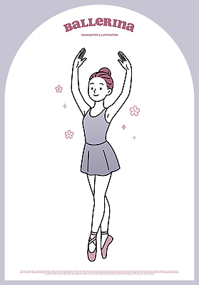 캐릭터 디자인 패션 리본 예술 분홍색 포즈 일러스트 여름 운동 공연 무대 표현 춤 우아함 발레 발레리나 토슈즈 국내일러스트 AI파일 계절 컬러 신발 컨셉 문화예술 건강 이벤트 파일형식 벡터