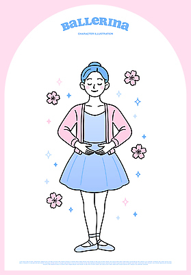 캐릭터 디자인 드레스 옷 꽃 컬러 백그라운드 일러스트 스튜디오 소녀 반짝임 표현 춤 우아함 발레 그림 발레리나 뷰티풀 아기자기 국내일러스트 AI파일 식물 여자 어린이 컨셉 모션 문화예술 파일형식 벡터