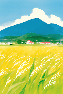 JPG 농업 일러스트 자연 하늘 바람 풍경 초원 여름 농가 수확 농촌 시골 논밭 풍요 산맥 국내일러스트 AI일러스트 AI콘텐츠 자연요소 계절 산업 컨셉 밭 날씨 산 논 농장 생태계 파일형식