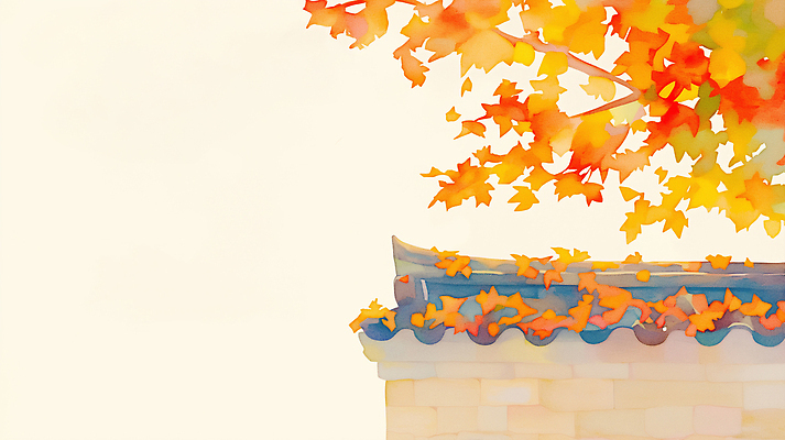 JPG 나무 전통 컬러 단풍 일러스트 자연 나뭇잎 한옥 한국 따뜻함 기와 풍경 빨간색 햇빛 노란색 고요 가을 기와지붕 조화 뷰티풀 풍경화 국내일러스트 AI일러스트 AI콘텐츠 식물 한국전통 계절 아시아 고건축 잎 지붕 태양 그림 생태계 파일형식