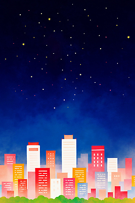 JPG 별 문화 컬러 야경 일러스트 자연 하늘 조명 거리 풍경 생활 여름 파란색 평화 고층빌딩 도시 야간 뷰티풀 국내일러스트 AI일러스트 AI콘텐츠 자연요소 계절 컨셉 빌딩 생태계 파일형식 풍경_경치