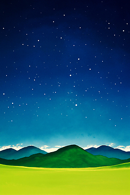 JPG 별 야경 일러스트 자연 밤하늘 하늘 산 풍경 초원 야외 파란색 평화 어둠 고요 별자리 자유 조화 별빛 뷰티풀 국내일러스트 AI일러스트 AI콘텐츠 자연요소 컬러 컨셉 빛 야간 생태계 파일형식 풍경_경치