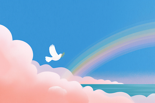 JPG 구름 무지개 일러스트 자연 하늘 가지 풍경 파란색 평화 희망 꿈 자유 흰색 비행 포근함 올리브 비둘기 긍정 뷰티풀 순간 국내일러스트 AI일러스트 AI콘텐츠 자연요소 열매 감정 컬러 컨셉 채소 조류 감각 생태계 파일형식