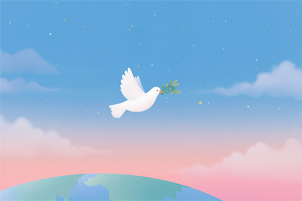 JPG 동물 구름 디자인 감정 지구 상징 컬러 일러스트 자연 하늘 천사 미술 공중 세계 평화 비행 올리브 비둘기 조화 뷰티풀 국내일러스트 AI일러스트 AI콘텐츠 자연요소 열매 컨셉 조류 문화예술 생태계 파일형식