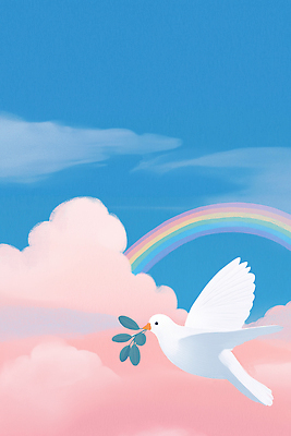 JPG 구름 감정 예술 컬러 무지개 일러스트 자연 하늘 생명 아침 풍경 평화 맑음 희망 기쁨 꿈 자유 비행 올리브 비둘기 뷰티풀 국내일러스트 AI일러스트 AI콘텐츠 주간 자연요소 열매 컨셉 조류 날씨 생태계 파일형식