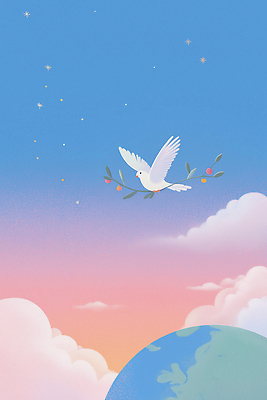 JPG 구름 지구 컬러 백그라운드 날개 일러스트 자연 하늘 풍경 장식 평화 자유 비둘기 부드러움 뷰티풀 디지털아트 국내일러스트 AI일러스트 AI콘텐츠 자연요소 컨셉 조류 감각 생태계 파일형식