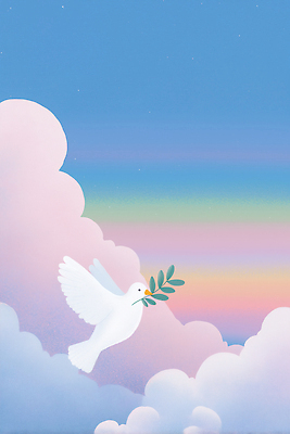 JPG 동물 구름 예술 상징 컬러 하늘색 백그라운드 일러스트 자연 하늘 풍경 평화 고요 꿈 작업 비둘기 뷰티풀 국내일러스트 AI일러스트 AI콘텐츠 자연요소 컨셉 조류 파란색 생태계 파일형식