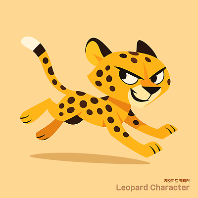 동물 캐릭터 디자인 예술 백그라운드 일러스트 달리기 귀여움 고양이 활발 금색 점 만화 즐거움 스토리 레오파드 창작 일러캐릭터 AI파일 패션 감정 컬러 컨셉 포유류 모션 반려동물 파일형식 벡터