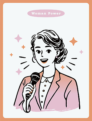 여자 감정 포즈 백그라운드 일러스트 표정 힘 표현 자신감 강의 마이크 소통 공감 긍정적 리더쉽 영감 창의성 국내일러스트 AI파일 음향기기 컨셉 사람 파일형식 벡터