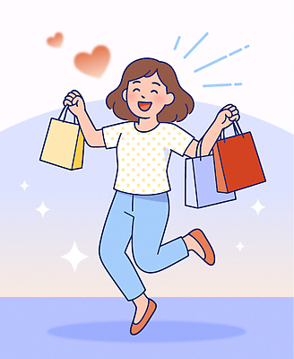 라이프스타일 여자 패션 행복 감정 컬러 백그라운드 가방 일러스트 모션 웃음 쇼핑 청춘 기쁨 상품 알림 즐거움 오브젝트 긍정 일과 소통 국내일러스트 AI파일 잡화 컨셉 표정 사람 생활 파일형식 벡터