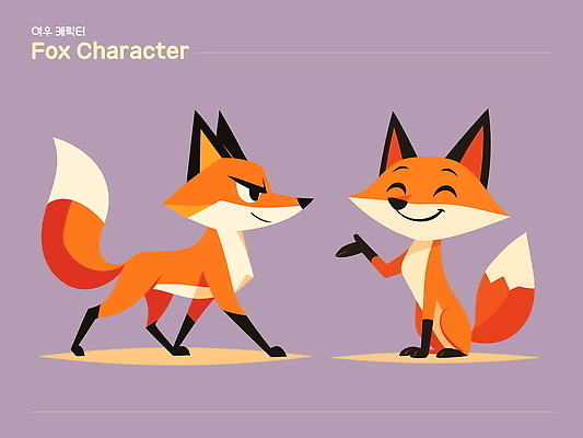 동물 캐릭터 디자인 예술 컬러 일러스트 모션 놀이 표정 그래픽 귀여움 보라색 여우 서식지 상상력 창작 스타일 일러캐릭터 AI파일 컨셉 포유류 파일형식 벡터