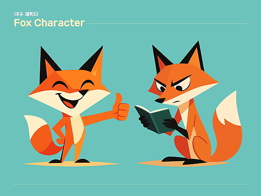 동물 캐릭터 디자인 행복 컬러 일러스트 표정 이야기 독서 표현 즐거움 그림 여우 개성 상상력 심각 일러캐릭터 AI파일 감정 컨셉 포유류 파일형식 벡터