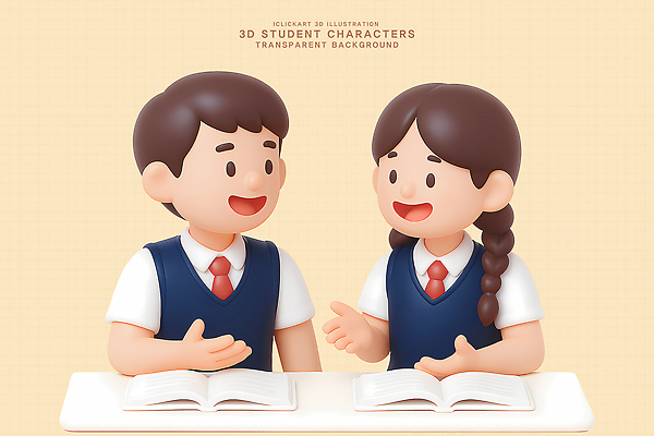 PSD 편집이미지 캐릭터 학생 교육 교실 탁자 대화 친구 학습 3D 자료 만남 즐거움 호기심 편집3D 감정 가구 컨셉 학교 관계 말하기 디지털합성 파일형식