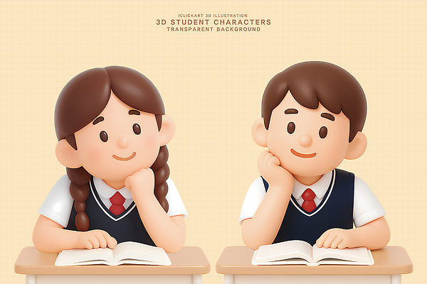 PSD 편집이미지 캐릭터 학생 디자인 교육 어린이 생각 고등학생 미소 책 캐주얼 학습 3D 읽기 편집3D 옷 모션 청소년 표정 사람 디지털합성 파일형식