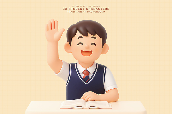 PSD 편집이미지 캐릭터 학생 디자인 교육 어린이 교실 웃음 3D 질문 책상 정복 편집3D 가구 학교 표정 사람 디지털합성 파일형식