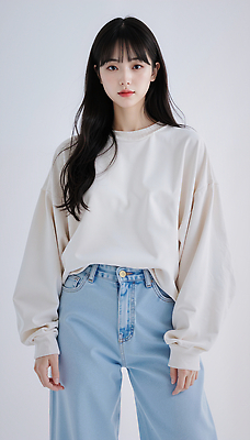 JPG 모델 편집이미지 옷 여자 패션 포즈 티셔츠 캐주얼 매력적 청바지 모던 심플 의료성형뷰티 스타일 편집실사 AI포토 AI인물포토 AI콘텐츠 컨셉 셔츠 바지 사람 CG 파일형식