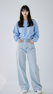 JPG 모델 편집이미지 긴머리 옷 패션 포즈 스튜디오 유행 촬영 청바지 자신감 모던 의료성형뷰티 스타일 편집실사 AI포토 AI인물포토 AI콘텐츠 헤어스타일 감정 바지 CG 파일형식
