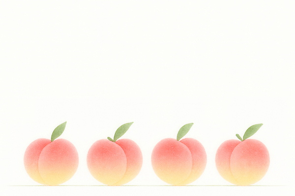 JPG 식물 컬러 잎 과일 일러스트 자연 아침 장식 수확 신선 맛 과수원 배열 복숭아 부드러움 화사함 상큼 나란히 생동감 국내일러스트 AI일러스트 AI콘텐츠 주간 컨셉 농업 감각 생태계 파일형식