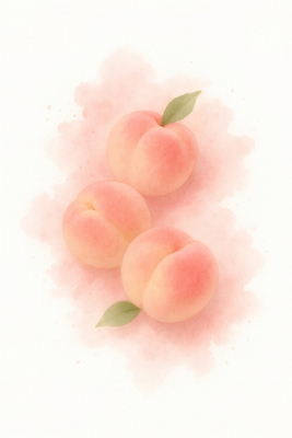 JPG 식물 웰빙 디자인 예술 분홍색 백그라운드 채소 과일 일러스트 자연 건강 농장 수확 신선 세개 복숭아 상큼 먹거리 디지털아트 국내일러스트 AI일러스트 AI콘텐츠 음식 컬러 농업 3 생태계 파일형식