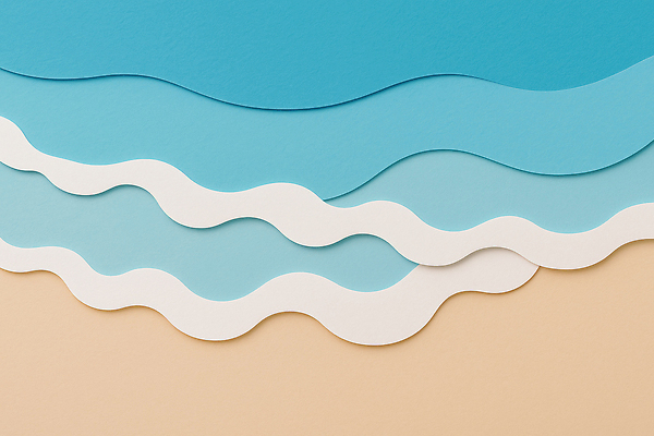 JPG 편집이미지 파도 바다 컬러 백그라운드 곡선 자연 해변 장식 파란색 평화 신선 페이퍼아트 작품 편집실사 AI포토 AI콘텐츠 선 컨셉 미술 CG 생태계 파일형식