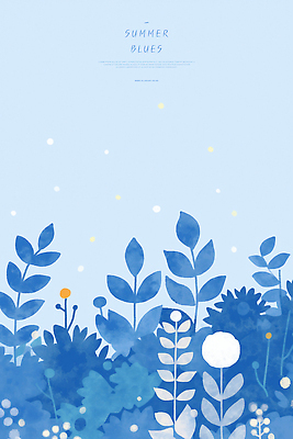 PSD 식물 디자인 꽃 컬러 백그라운드 일러스트 자연 여름 파란색 평화 들꽃 그림 원예 상큼 감성 파스텔 조화 생동감 국내일러스트 계절 컨셉 학용품 취미 생태계 파일형식