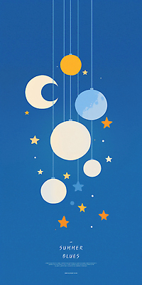 PSD 디자인 별 컬러 일러스트 자연 하늘 매달리기 풍경 장식 여름 파란색 인테리어 우주 달 야간 신비 그림 스타 조화 뷰티풀 국내일러스트 자연요소 계절 컨셉 모션 생태계 파일형식