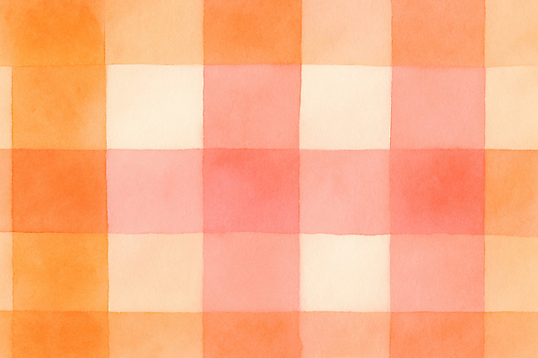 JPG 디자인 시선 분홍색 컬러 백그라운드 패턴 일러스트 수채화 따뜻함 주황색 감각 모던 그림 질감 체크무늬 부드러움 조화 색채 창의성 국내일러스트 AI일러스트 AI콘텐츠 무늬 파일형식