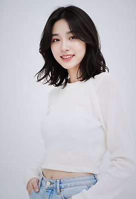 JPG 모델 편집이미지 여자 패션 포즈 조명 미소 사진촬영 청바지 스웨터 꾸밈 뷰티풀 의료성형뷰티 스타일 편집실사 AI포토 AI인물포토 AI콘텐츠 상의 바지 표정 사람 촬영 CG 파일형식