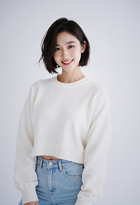 JPG 모델 편집이미지 헤어스타일 여자 패션 포즈 미소 웃음 청춘 촬영 청바지 편안함 뷰티풀 의료성형뷰티 스타일 편집실사 AI포토 AI인물포토 AI콘텐츠 컨셉 바지 표정 사람 감각 CG 파일형식