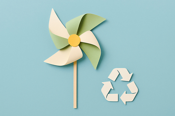 JPG 편집이미지 디자인 종이 상징 컬러 자연 바람 장식 환경 재활용 풍차 그림 친환경 파스텔 편집실사 AI포토 AI콘텐츠 자연요소 날씨 학용품 CG 생태계 파일형식