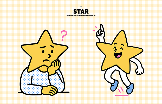 캐릭터 디자인 행복 감정 별 컬러 일러스트 표정 그래픽 귀여움 감상 기쁨 슬픔 소통 의사소통 창의성 동심 아기자기 일러캐릭터 AI파일 자연요소 컨셉 파일형식 벡터