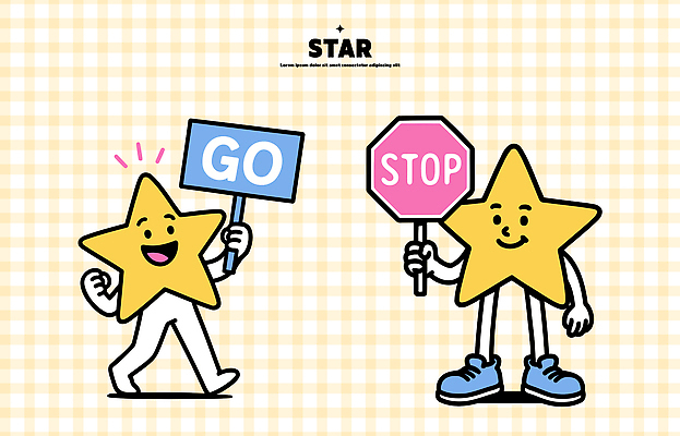 캐릭터 디자인 별 교통 일러스트 모션 안내 사람모양 경고 안전 픽토그램 귀여움 표지판 신호등 방향 즐거움 신호 알록달록 일러캐릭터 AI파일 자연요소 모양 감정 컨셉 알림판 컬러풀 파일형식 벡터