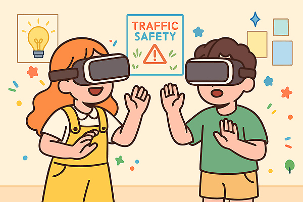 교육 어린이 일러스트 모션 놀이 기술 실내 학습 체험학습 체험 즐거움 교통안전 안전교육 소통 밝은색 창의성 흥미 가상현실 상호작용 국내일러스트 AI파일 감정 컨셉 안전 사람 내부 파일형식 벡터